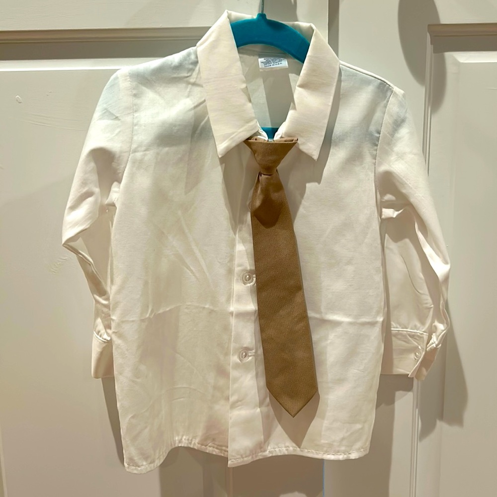 Lito Boys Button Down with Clip On Tie, 3T
